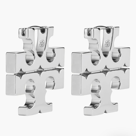 Tory Burch Jewelry - TORY BURCH SILVER ELENOR HIDDEN HUGGIE HOOP EARRINGS